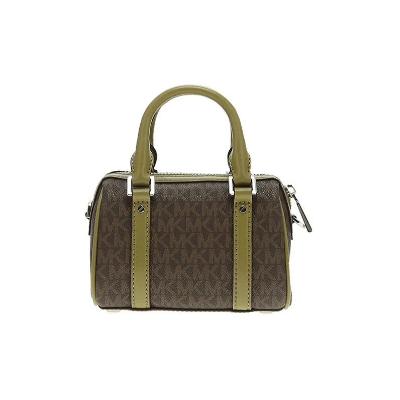 MICHAEL KORS PVC Bonded Leather Handbag Shoulder Bag Crossbody Bag Small Size Women's Dark Brown With Olive Green-3