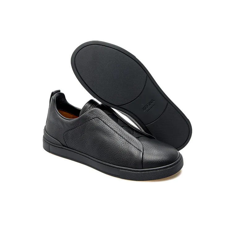 Zegna Triple Stich Leather Sneakers-4