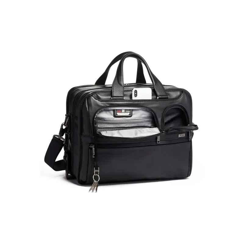 TUMI Leather Handbag, Shoulder Bag, Crossbody Bag, Briefcase Men's Black-1