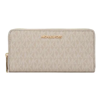 MICHAEL KORS Jet Set Travel Canvas Card Holder Wallet Large Size Women's Light Sand