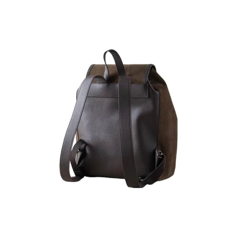 Brunello Cucinelli Suede With Nappa Leather Backpack Women's Cigar Gray-1