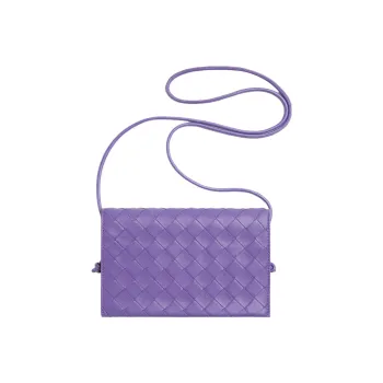 Bottega Veneta Sheepskin Wallet Large Size Women's Purple