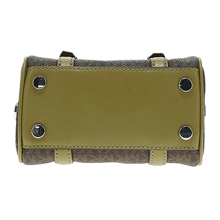 MICHAEL KORS PVC Bonded Leather Handbag Shoulder Bag Crossbody Bag Small Size Women's Dark Brown With Olive Green-4