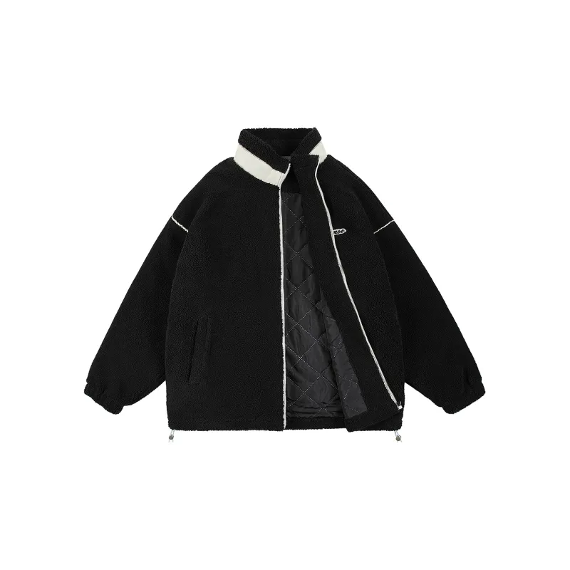 LOMBT Letter Stand Collar Loose Fit Thickened Puffer Jacket Unisex-2