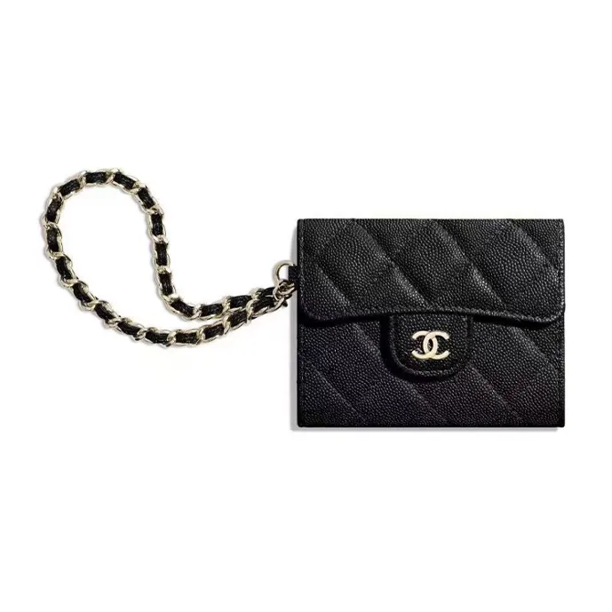 CHANEL Calfskin Clutch Wallet Regular Women's Black-0