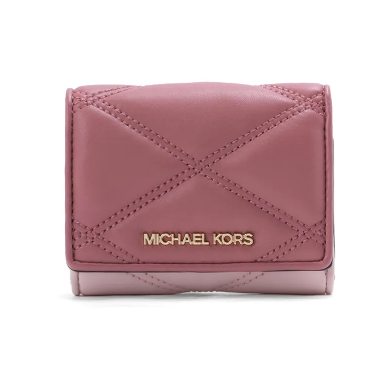 MICHAEL KORS Jet Set Travel Leather Card Holder Wallet Medium Size Women's Pink Blush-0