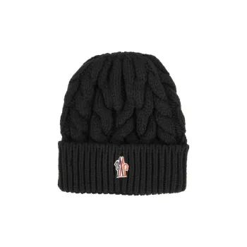 Moncler Logo Patch Wool Beanie