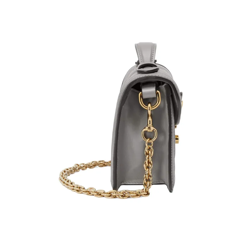 GUCCI GG Matelassé Leather Lock Controller Bag Shoulder Bag Crossbody Bag Small Size Women's Gray-3