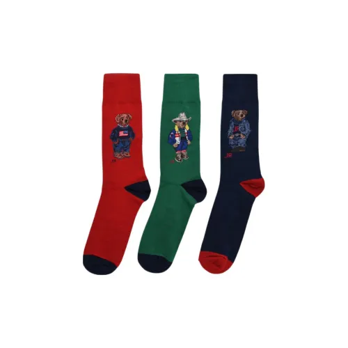 Polo Ralph Lauren FW22 Knee-High Socks Unisex 1 Set Of 3 Pack Red/Green/Navy Blue