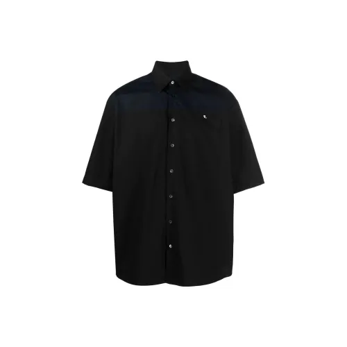 RAF SIMONS Ghost Slogan Print Bowling Shirt