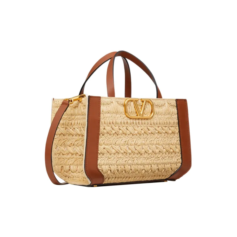 Valentino Vlogo Leather Binding Shoulder Bag Crossbody Bag Handbag Women's Natural/Applied Brown-1