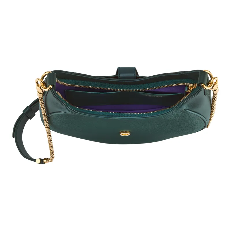 BVLGARI Serpenti Ellipse Grain Calfskin Portable Crossbody Bag, Shoulder Bag Medium Size Women's Green-3