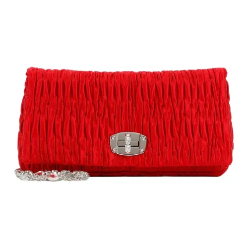 MIU MIU CRYSTAL Satin Crossbody Bag Shoulder Bag Women's Red