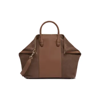 Furla Miastella Calfskin With Suede Tote Bag Shopping Bag Shoulder Bag Crossbody Bag Handbag Large Size Women's Brown