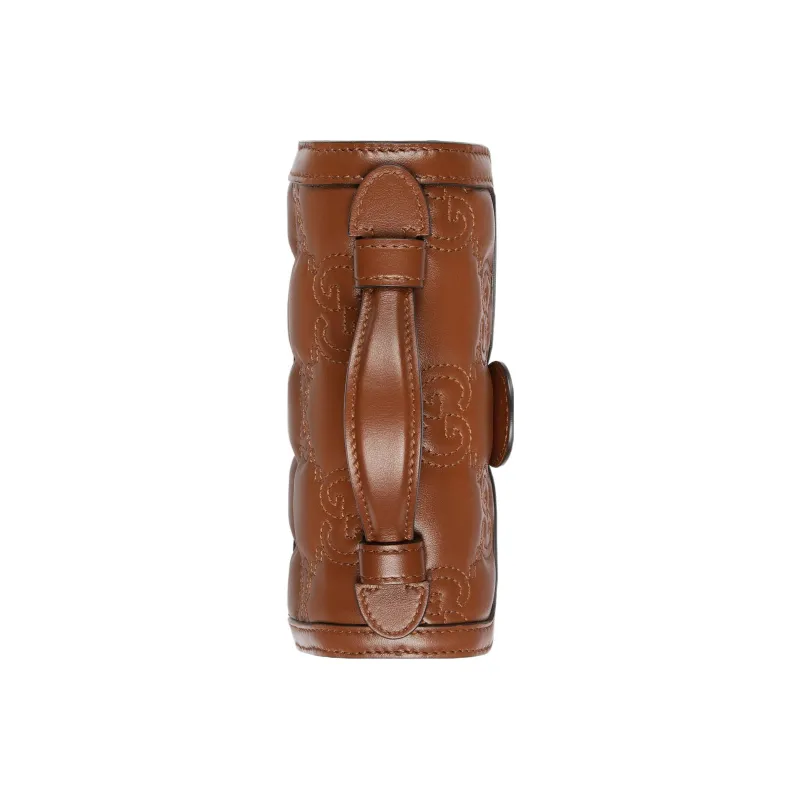 GUCCI GG Matelassé Leather Lock Controller Bag Shoulder Bag Crossbody Bag Small Size Women's Brown-5