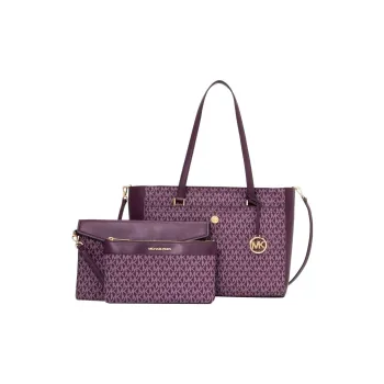 MICHAEL KORS Maisie Coated Canvas Handbag Large Size Women's Bordeaux Red