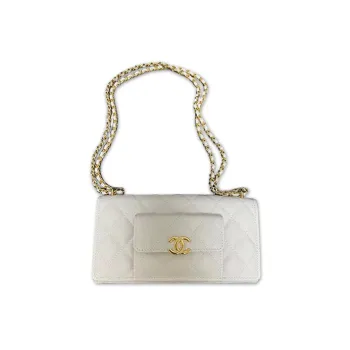 CHANEL WOC Cow Leather 2 in 1 Wallet On Chain Crossbody Bag, Shoulder Bag Women's White