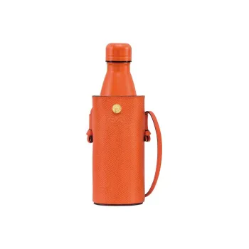 LONGCHAMP Cow Leather Water Bottle Bag, Crossbody Bag Regular Women's Orange