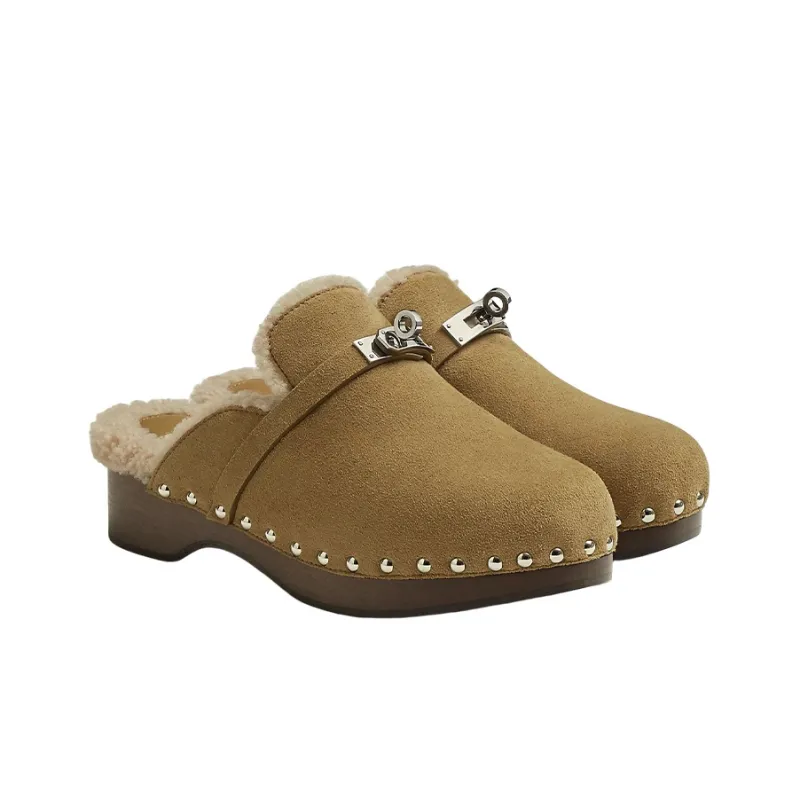 HERMES Carlotta Stylish Sandals Women's Brown-3