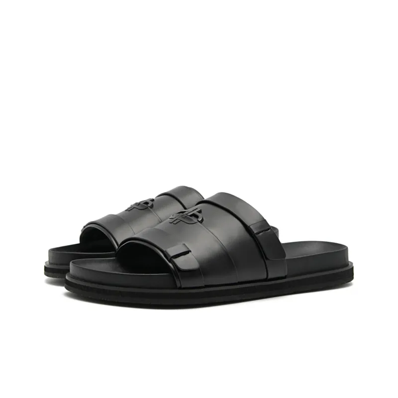 PEDRO Slide Slippers Men Black/Light Taupe-4