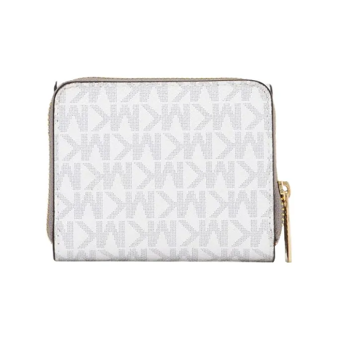 MICHAEL KORS Jet Set Travel Coated Canvas Card Holder Wallet Small Size Women's Gray White-2