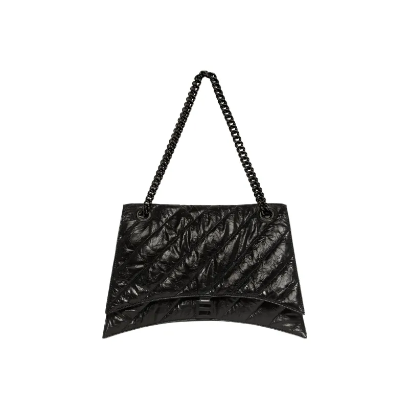 Balenciaga Crush Quilted Large Chain Bag Black-0