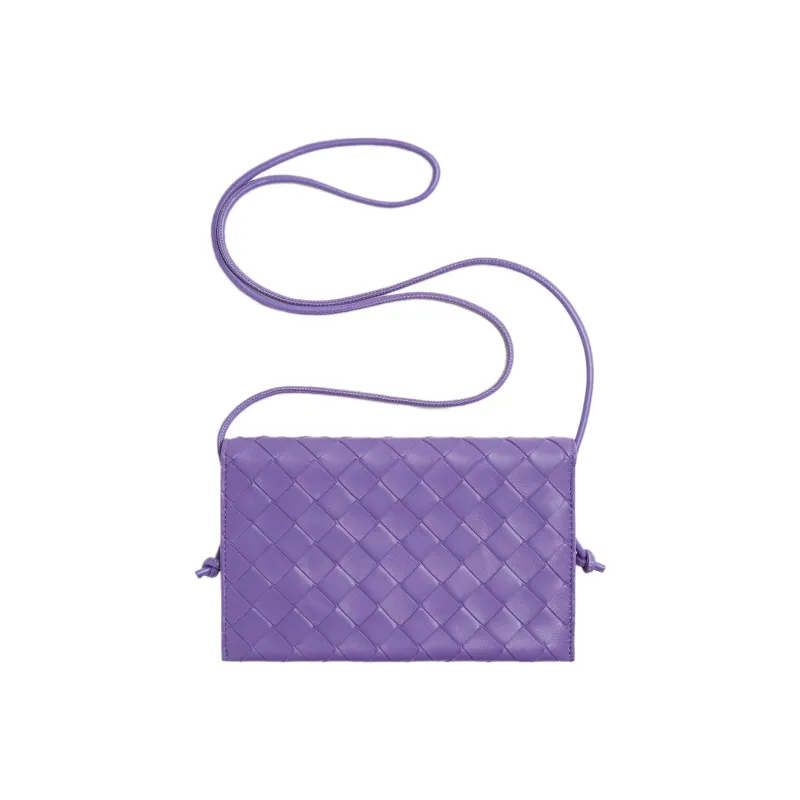 Bottega Veneta Sheepskin Wallet Large Size Women's Purple-3