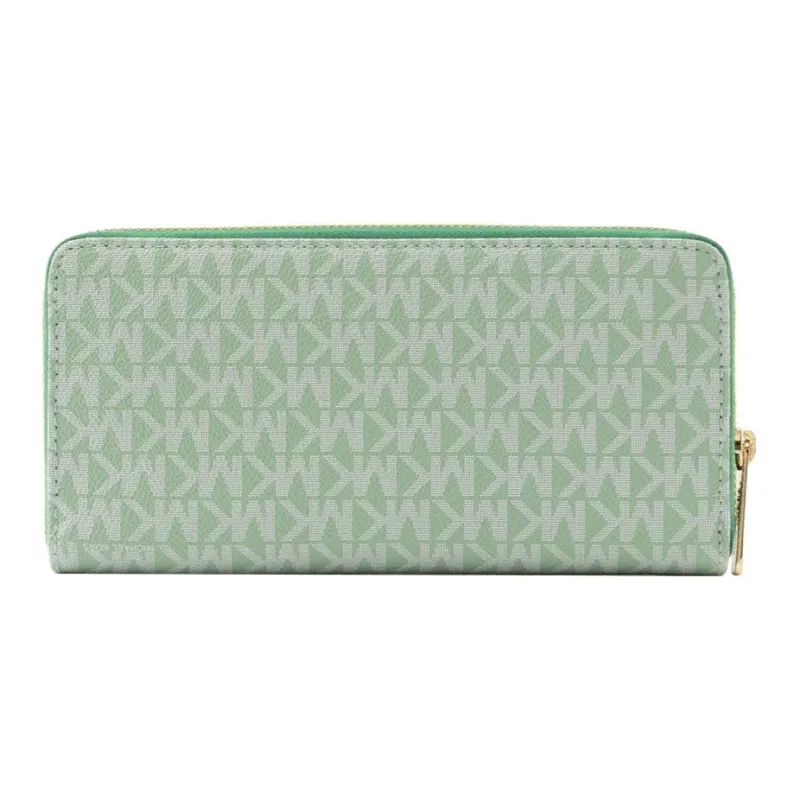 MICHAEL KORS Jet Set Travel Coated Canvas Card Holder Wallet Large Size Women's Green-1