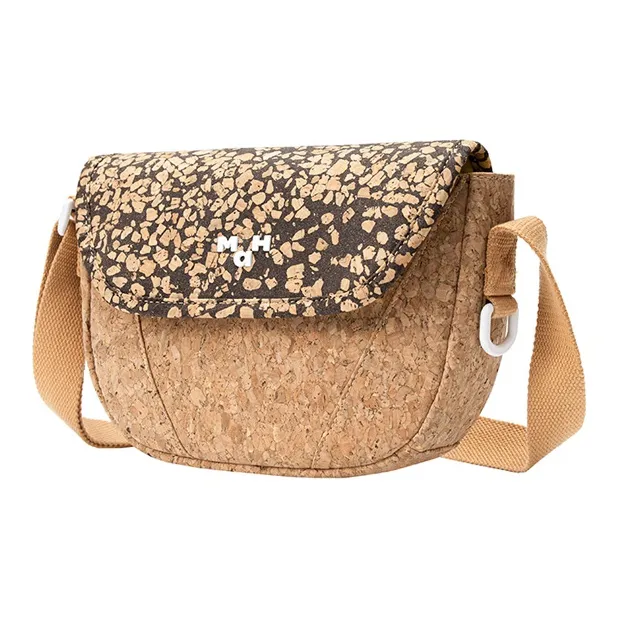MAH Artificial Leather Saddle Bag Shoulder Bag Crossbody Bag Medium Size Women's Brown-1