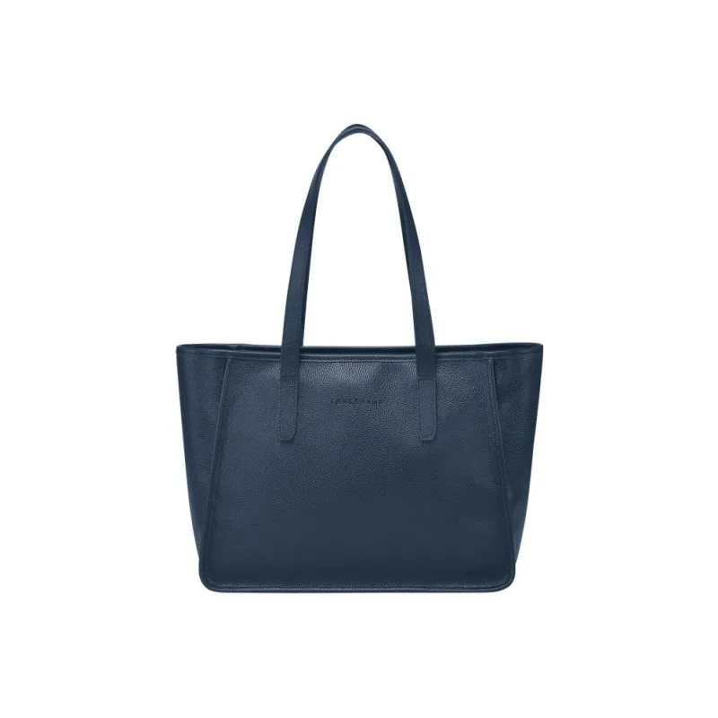 LONGCHAMP Le Foulonné Cow Leather Handbag Shoulder Bag Women's Navy-0