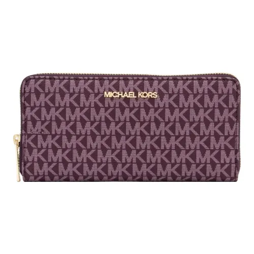 MICHAEL KORS Jet Set Travel Coated Canvas Card Holder Wallet Large Size Women's Bordeaux Red