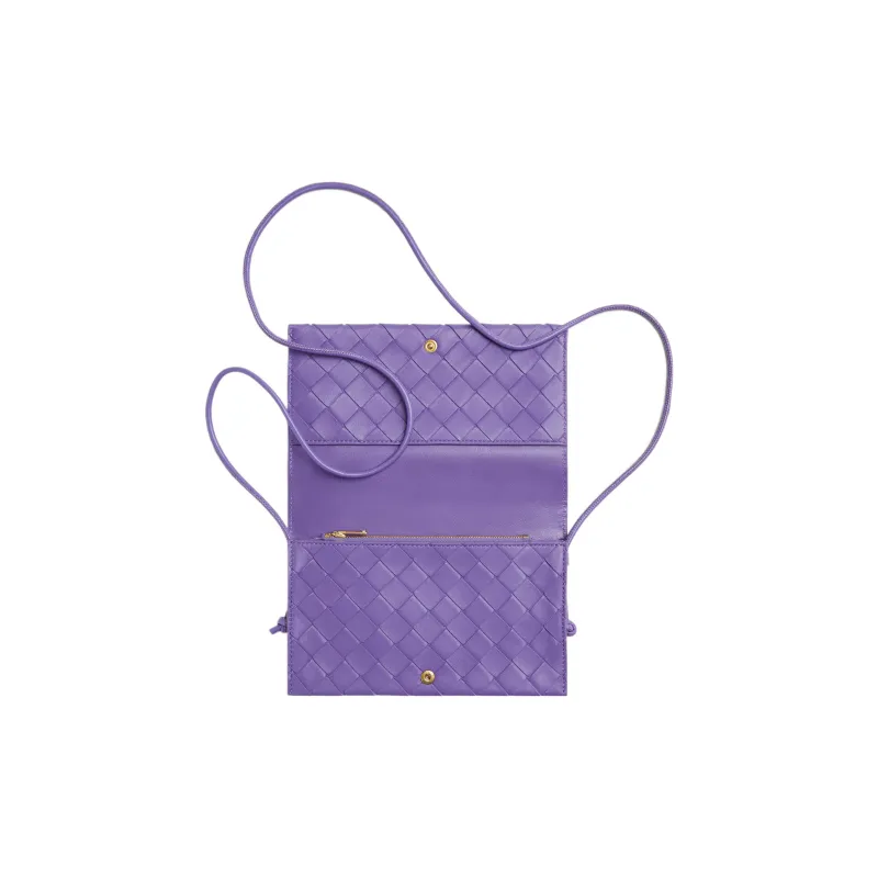 Bottega Veneta Sheepskin Wallet Large Size Women's Purple-5