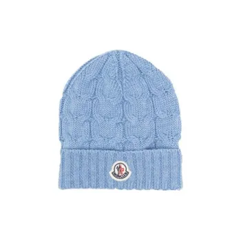 Moncler Wool Beanies Unisex Light Blue