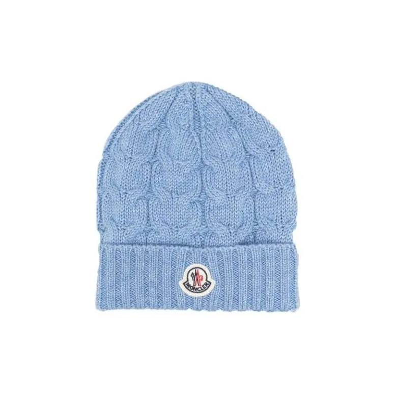 Moncler Wool Beanies Unisex Light Blue-0