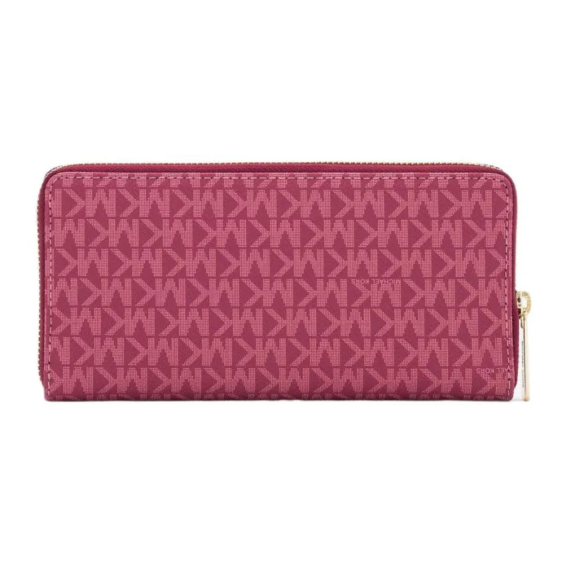 MICHAEL KORS Jet Set Travel Coated Canvas Card Holder Wallet Women's Berry Red-1