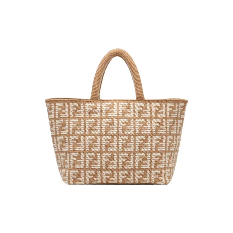 FENDI Cashmere Tote Bag, Shopping Bag, Handbag Tubas Women's Brown-0