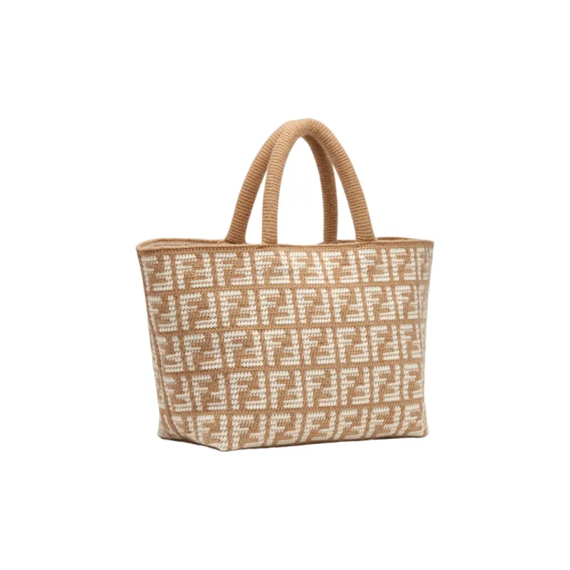 FENDI Cashmere Tote Bag, Shopping Bag, Handbag Tubas Women's Brown-2
