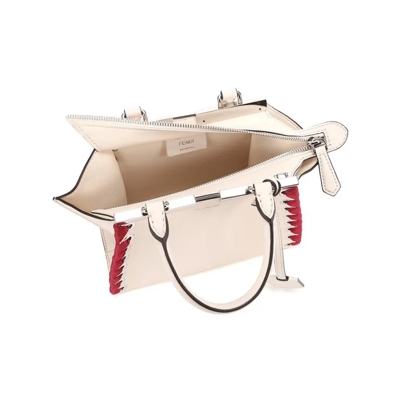 FENDI Calfskin Tote Bag Shopping Bag Shoulder Bag Crossbody Bag Handbag Women's White/Milkshake White-3