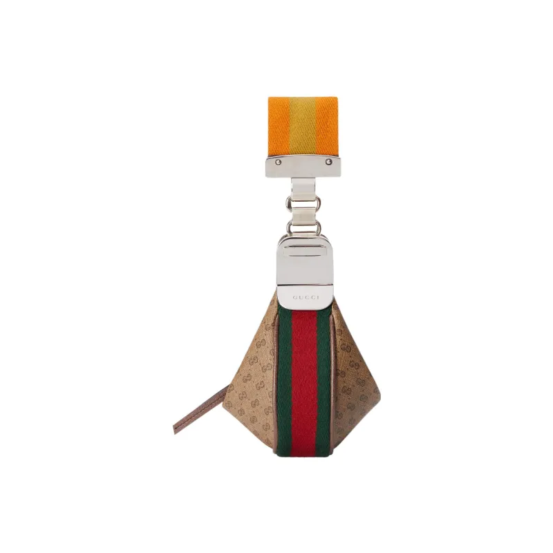 GUCCI Attache Canvas With Webbing Trim Crescent Bag Handbag Shoulder Bag Women's Brown-5