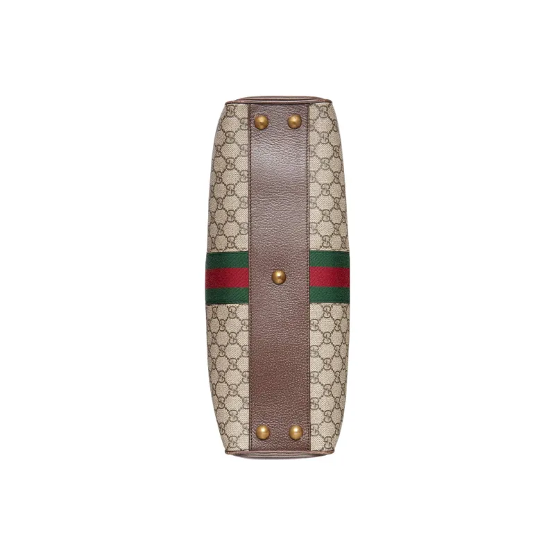 GUCCI Canvas With Leather Binding Bowling Bag Handbag Shoulder Bag Crossbody Bag Travel Bag Medium Size Men's Ebony-6