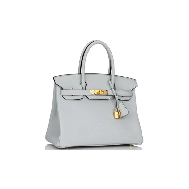 HERMES Birkin Taurillon Clemence Bullock Leather Birkin Bag Handbags Regular Women's 08 Pale Blue Holy Grail Blue-1