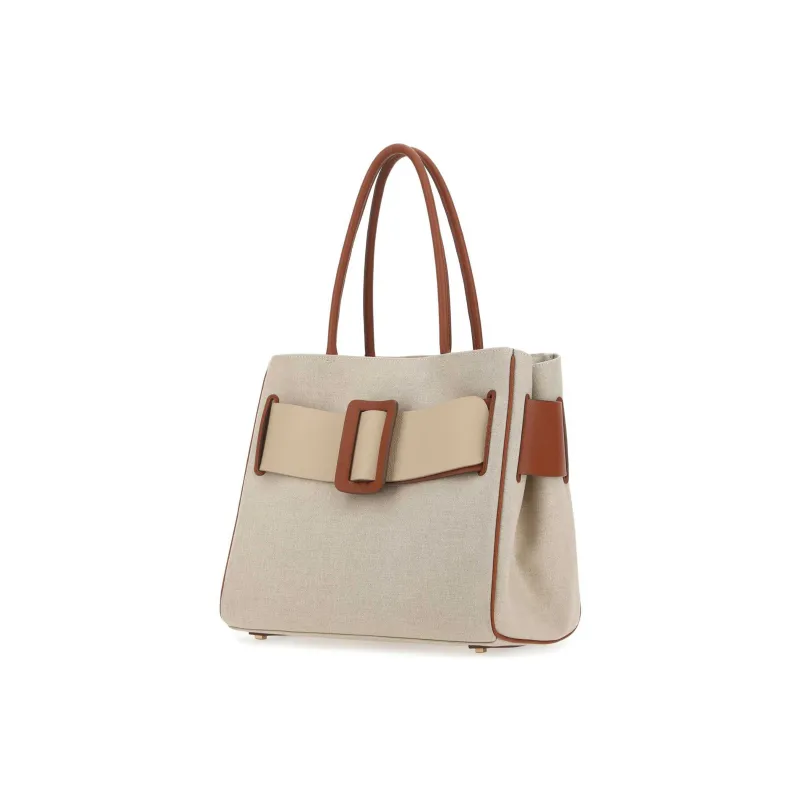 BOYY Calfskin With Cotton Tote Bag Shopping Bag Handbag Women's Ecru-1