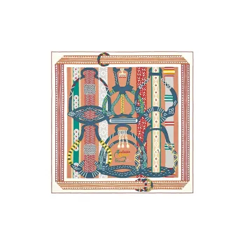 HERMES Silk Scarf Women's Cream/Noise/Ocean