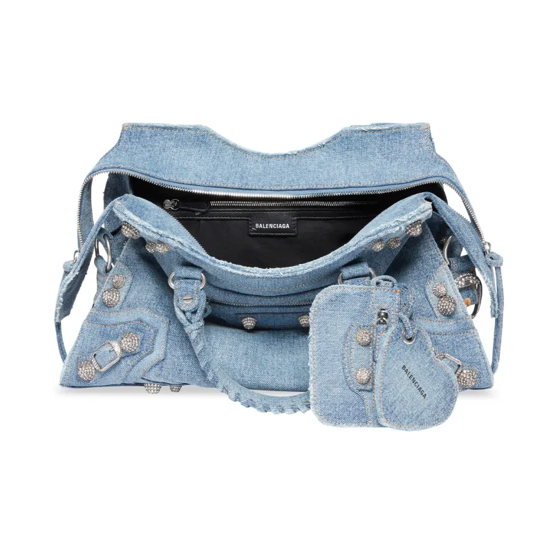 Balenciaga Neo Cagole City Denim Shoulder Bag-4