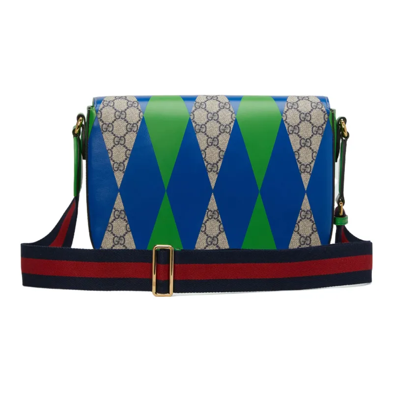 GUCCI Horsebit 1955 Leather Paneled Canvas Messenger Bag, Crossbody Bag, Shoulder Bag Men's-2