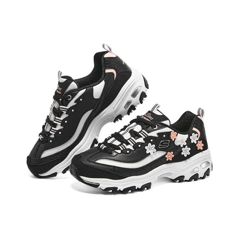 Skechers D'LITES 1.0 Anti Slip And Wear Resistant Breathable Low Top Casual Shoes Women's Black White-2