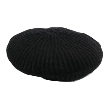 GANNI Logo Patch Ribbed Knit Hat