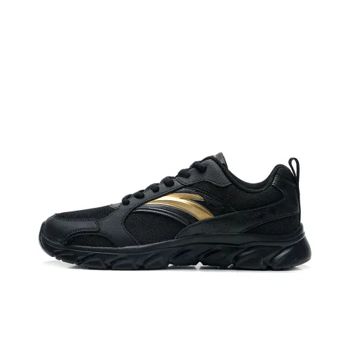 ANTA Running Shoes Men Low-Top Black/Castle Gray/Metallic Gold