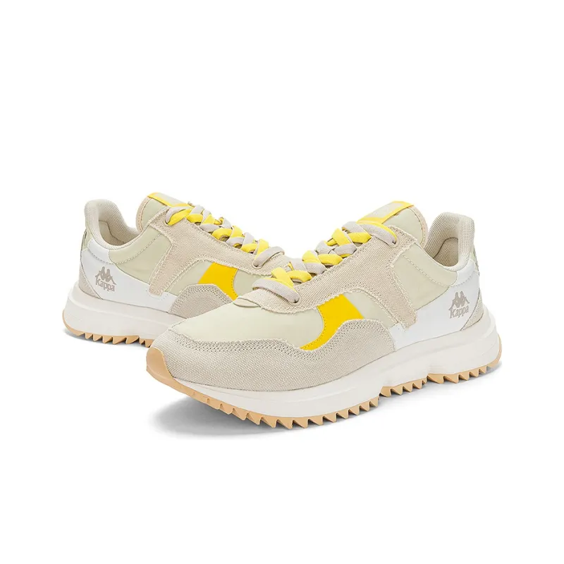 Kappa Slip Resistant, Abrasion Resistant, Breathable Low Top Casual Running Shoes Unisex White Khaki Brown Yellow-3