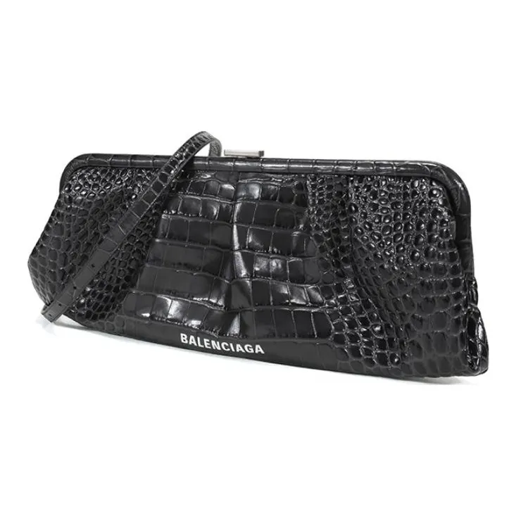 Balenciaga Leather Shoulder Bag Clutch Regular Women's Black-7
